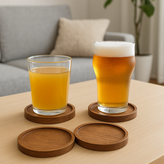 Handcrafted Mango Wood Coasters – Set of 4